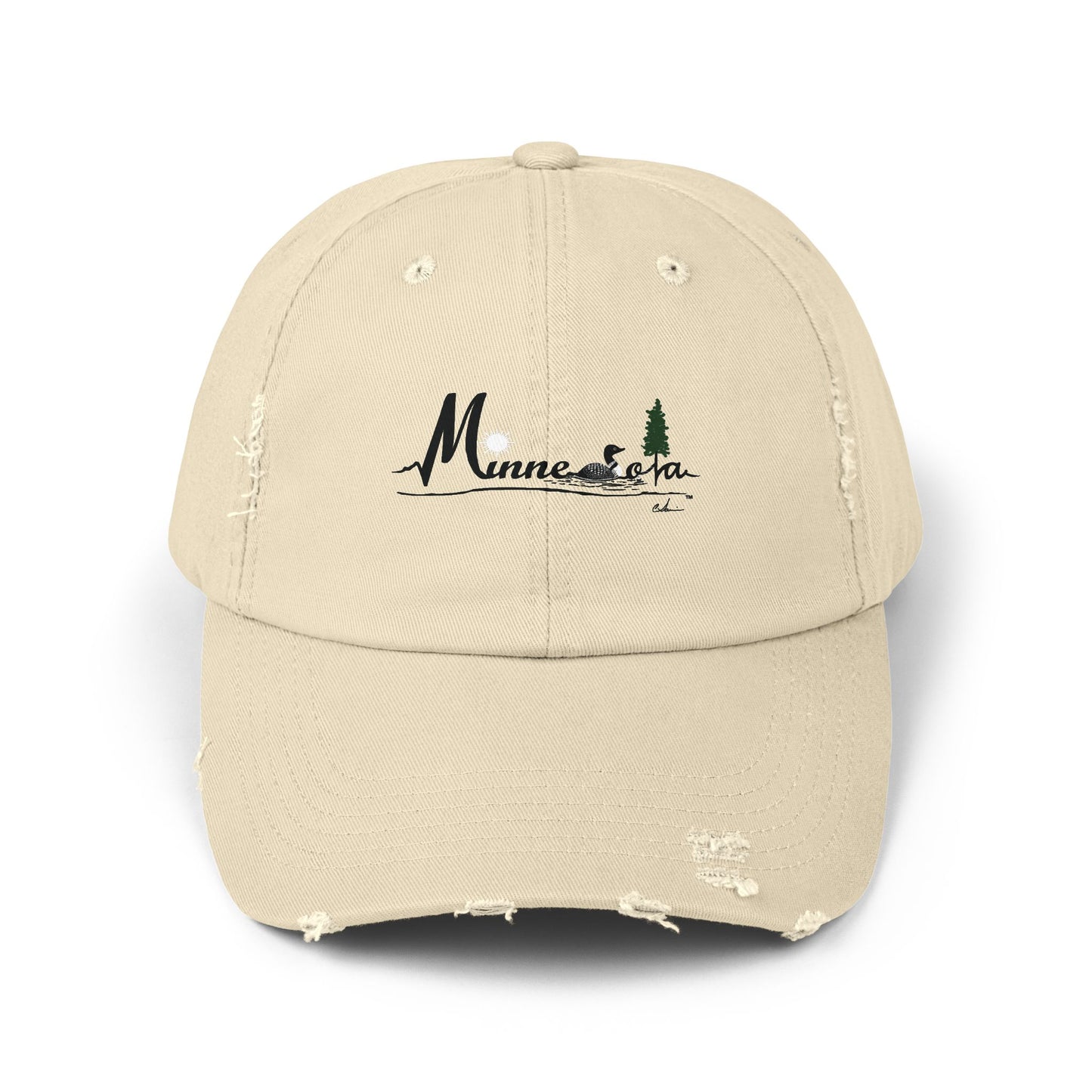 Minnesota Loon Design Distressed Cap - Unisex