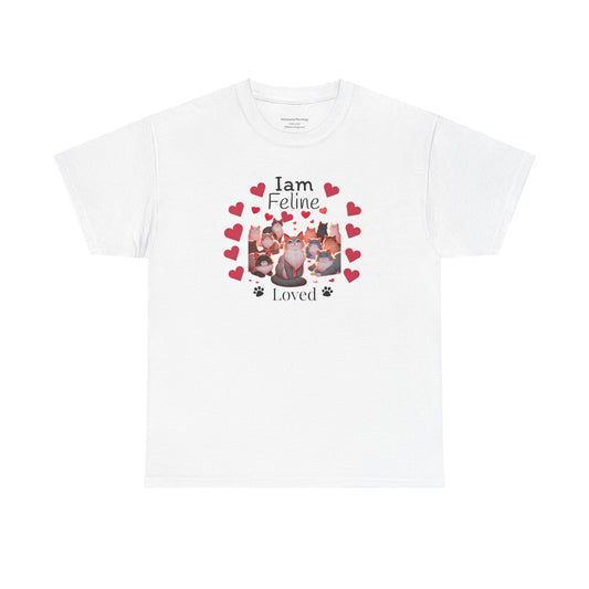 Feline Loved Tee - Cat Enthusiast Tshirt - V-day Valentines Day