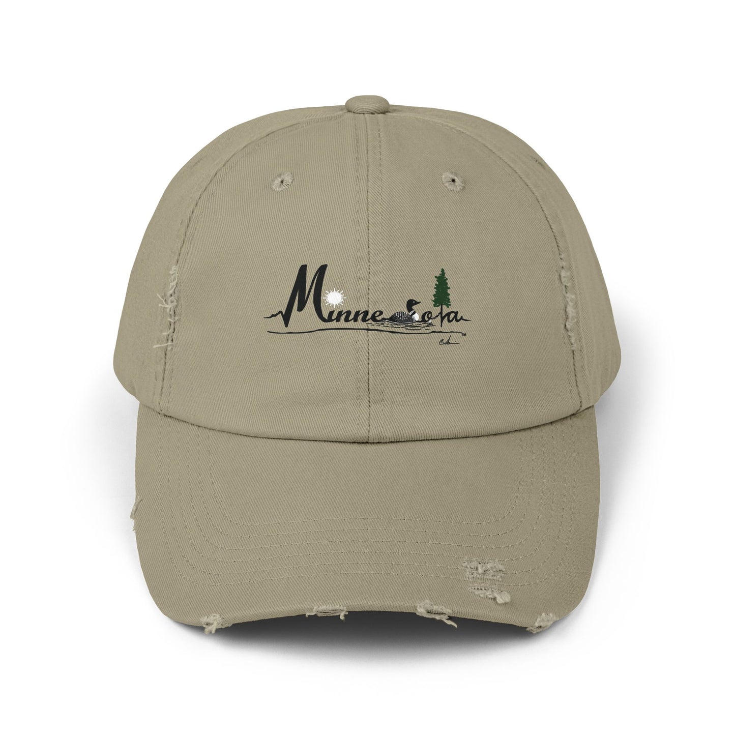 Minnesota Loon Design Distressed Cap - Unisex