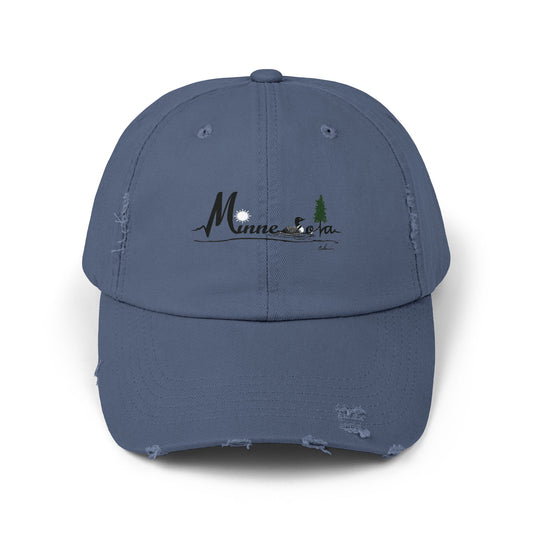 Minnesota Loon Design Distressed Cap - Unisex