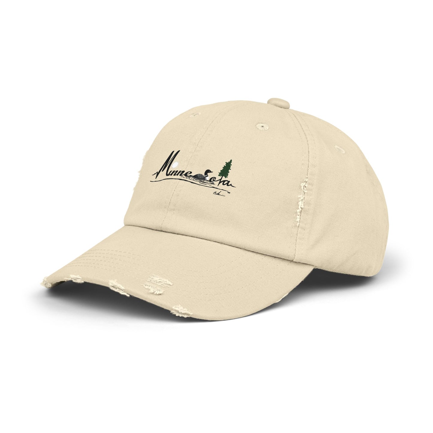 Minnesota Loon Design Distressed Cap - Unisex